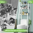 thumbnail image 7 of HioHa Over the Toilet Storage, 3-Tier Bathroom Organizer with Paper Holder & 3 Hooks, Sturdy & Stable Freestanding Space Saver Toilet Rack, White, 7 of 7