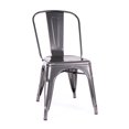 thumbnail image 1 of Chaise Latérale Empilable en Acier Inoxydable Gunmetal Dreux (Lot de 2), 1 of 1