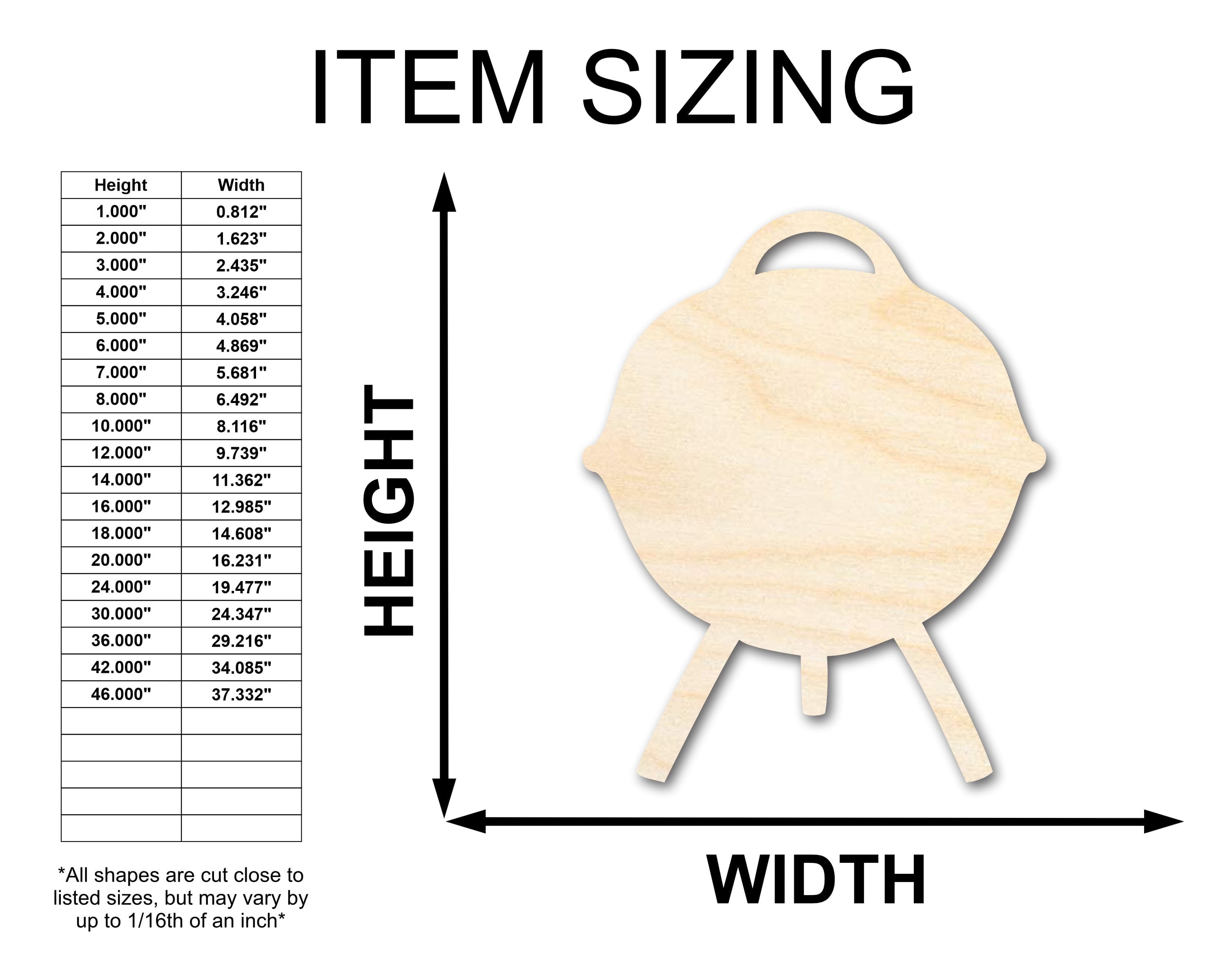 Unfinished Wood Charcoal Grill Shape - Craft - up to 46" DIY 46" / 1"