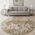 thumbnail image 2 of HomeRoots 677798 8 ft. Copper Ivory & Brown Striped Washable Round Area Rug with UV Protection, 2 of 9