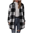 thumbnail image 2 of Azrian Womens Cardigan Plaid Jacket Tops Clearance,Plus Size Coats and Jackets,Women's Casual Regular Loose Plaid Bubble Down Long Sleeved Plush Plaid Coat Long Sleeved Hooded Coat Clearance Sale, 2 of 6
