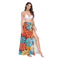 thumbnail image 2 of FORMRS Womens Long Sarong Beach Wrap Semi-Sheer Bikini Skirt Bathing Swimsuit Cover Up, Blooming Flowers, 2 of 7