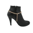 thumbnail image 6 of Women Gold Metal Chain Boot Bracelet Shoe Bling Diamond Shape Charm, 6 of 8