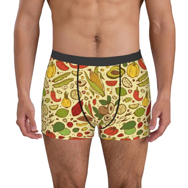 Balery Fruits And Vegetables Calzoncillos bóxer para hombre, ropa interior de algodón suave y transpirable con cinturilla de nailon-Large