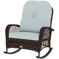 thumbnail image 1 of Outdoor Wicker Rattan Rocking Chair with Thick Light Green Cushions, Heavy-Duty Steel Frame Patio Rocker for Garden, Backyard, Porch, and Conservatory, 29.5"W x 38.6"D x 35.8"H, 1 of 7