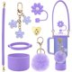 thumbnail image 1 of wonima44 Stanley Cup Handle Strap Accessories Set(4 Colors) - Protective Silicone Boot, Straw Cover, Handle Strap & Charms for 30oz/40oz Tumblers - White/Blue/Purple/Rose Pink, 1 of 1