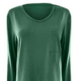 thumbnail image 3 of Abcnature Long Sleeve Solid Pullover T-Shirt Tops For Women Autumn Winter O-Neck Side Split Sweatshirt Ladies Casual Loose Tunic Blouse Tops Green XL, 3 of 4