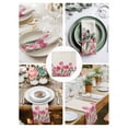 thumbnail image 3 of Pink Tulip Flower Cloth Napkins Set of 6 Reusable Dinner Napkins, Spring Floral Leaves Plants Retro Beige Cocktail Napkin Washable Table Napkins for Wedding/Holiday Party/Baby Shower 20"x20", 3 of 7