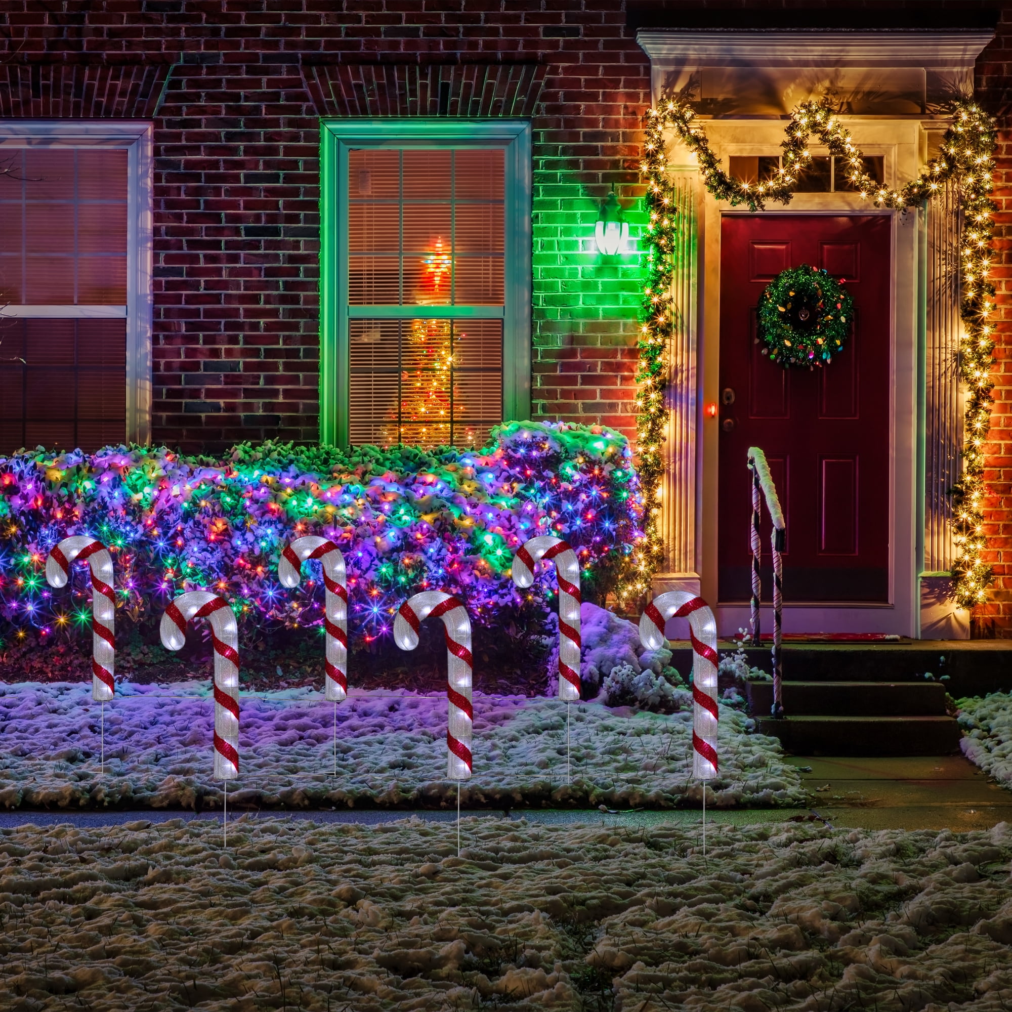 Lighted Candy Cane Christmas Pathway Lawn Stakes - 20" - Set of 3