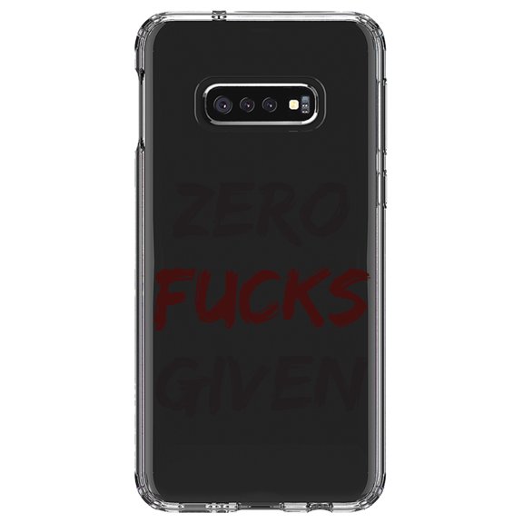 DistinctInk Clear Shockproof Hybrid Case for Samsung Galaxy S10e (5.8" Screen) - TPU Bumper Acrylic Back Tempered Glass Screen Protector - Zero F's Given
