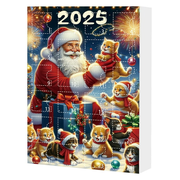 Christmas Advent Calendar 2025 - Christmas Countdown Calendar 2D Flat Ornaments, Reusable Holiday 24-Day Calendar Surprise Calendar for Family Xmas Tree Mantel