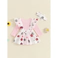 thumbnail image 4 of Suealasg Baby Girl Fall Clothes Long Sleeve Ribbed Romper + Bow Suspender Skirt + Headband Set 3 6 12 18 Months Infant Girls Autumn Cute 3Pcs Outfits, 4 of 7