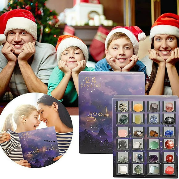 EGNMCR Christmas Decorations, Christmas Ornaments, Christmas Gifts 2024 Christmas Advent Calendar 24 Natural Crystal Agate Fossils Day Advent Calendar