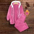 thumbnail image 4 of Stamzod Womens Sets 2 Piece Outfits Solid Color Long Sleeve Thicked Warm Fleece Hooded Jacket and Sweatpants with Pocket Winter Clothing for Women Hot Pink XL, 4 of 9