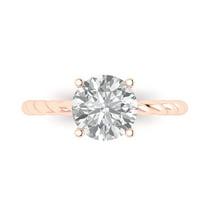 2 ct Round Cut Simulated Diamond Solitaire 18K Rose Gold Womens Engagement Ring