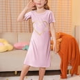 thumbnail image 2 of Einccm Girls Nightgowns Pajamas Sleepwear Princess Cute Heart Print Nightdress, Soft A-Line Mid Calf Nightie with Flutter Sleeve Short Sleeve, for Girls 3-12 Years, 2 of 4