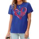 thumbnail image 3 of Camiseta de béisbol para mujer Talovee, casual, manga corta, azul, talla L, 3 of 4
