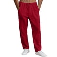 thumbnail image 6 of Men's Cotton Linen Pants Lightweight Elastic Waist Wide Leg Trousers Summer Holiday Everyday Beach Baggy Lounge Pants, 6 of 9