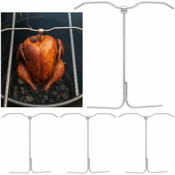 4pcs Turkey Hanger Hook for Barrel Smoker All Purpose Grill 304 Stainless Steel Turkey Fryer Rack Kit for Chicken Rack Set, Barbecue Roasting Meat Steak$$Garden & Patio