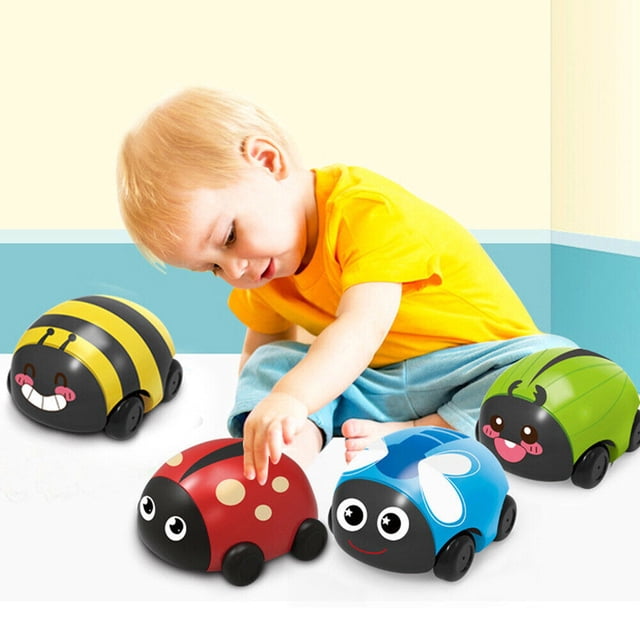 SIfdSeng Jouets Surprise en Vrac 4 Pcs Dessin Animé pour Enfants Mignon Insecte Camion à Rétrofriction Jouet pour Enfants Mini Jouets Jouets Surprise pour Enfants