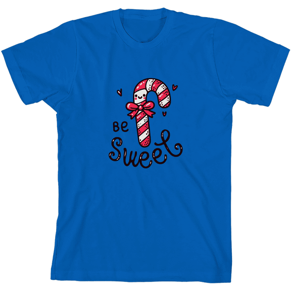 Be Sweet Candy Cane Youth Natural Crew Neck Short Sleeve Tee-Medium
