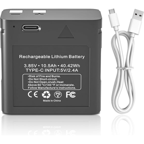 shiyou-for LIT-10 Battery Pack, Trail Camera LM2 Cell-Link Link-Micro Link-Micro-LTE Link-Micro-S-LTE, 1Pack LIT10 Rechargeable Lithium Battery with Type-c Charging Cord