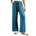 thumbnail image 6 of Women's cotton and linen leggings, high-waisted, casual, loose-fitting, straight-leg with pockets., 6 of 9