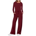 thumbnail image 2 of Azrian Womens Fall and Winter Loungewear Suit Sports Set Women's Casual Solid Color Round Neck Pocket Long Sleeve Jumpsuits, 2 of 8