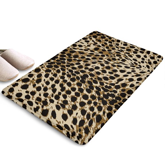Brown and Black Leopard Print Flannel Non Slip Door Rugs,Washable Door Mats Indoor,Decorative Door Mats,Dirt-Resistant and Absorbent Doormat for Entrance,Bedroom,Kitchen,Bathroom,23.5x16in(60x40cm)