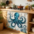 thumbnail image 6 of Coastal Octopus Cabinet Curtain 35"Wx35"L, Dustproof Under Sink Skirt with Self Adhesive Tape, Vintage Beach Teal Coral Nautical Cabinet Curtain Cover for Kitchen Sink, Bathroom Vanity, Laundry Room, 6 of 9