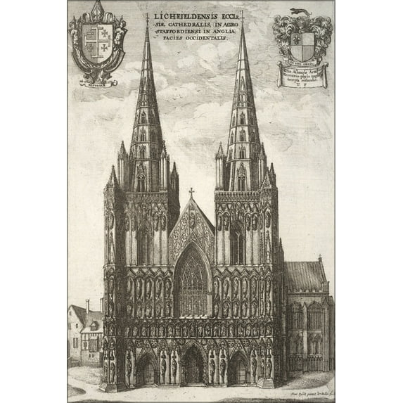 24"x36" Gallery Poster, Lichfield Cathedral by wenceslaus hollar 17th century