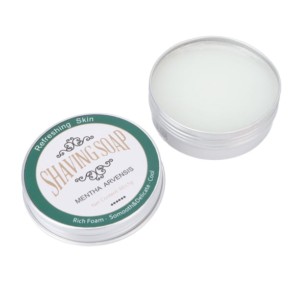 Shaving Soap, Long Lasting 60g Mint Scented Shave Soap Multipurpose Soothing Moisturizing Softening Beard for All Skin Types for Men