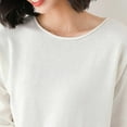 thumbnail image 2 of Fall Sweaters Women Cozy Knit Sweaters Loose Fit Round Neck Pullover Versatile Solid Layering Shirt Knitted Sweater White XL, 2 of 7