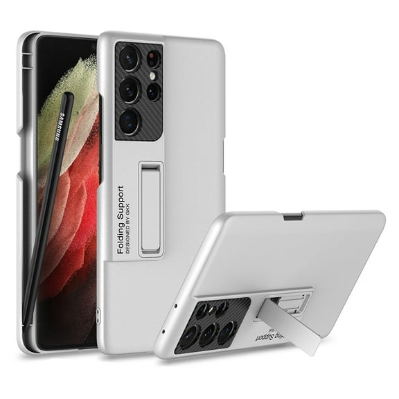 Allytech Slim Case for Samsung Galaxy S21 Plus 5G 6.7 inch 2021, Built-in S Pen Holder Adjustable Kickstand Support Wireless Charging Stylus Slot Cover for Samsung S21 Plus 2021, Silver