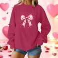 thumbnail image 5 of Womens Valentine Day Sweatshirts Pullover Long Sleeve Holiday Valentines Sweater Casual Cute Bow Heart Tops, XL Hot Pink, 5 of 5