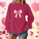 thumbnail image 1 of Xuyuer Valentine's Day Women's Bow Lover Heart Print Round Neck Loose Hoodie Long Sleeve Top, Cute Casual Pullover for Valentine's Day Gifts, Date Nights and Everyday Cozy Wear, 1 of 5