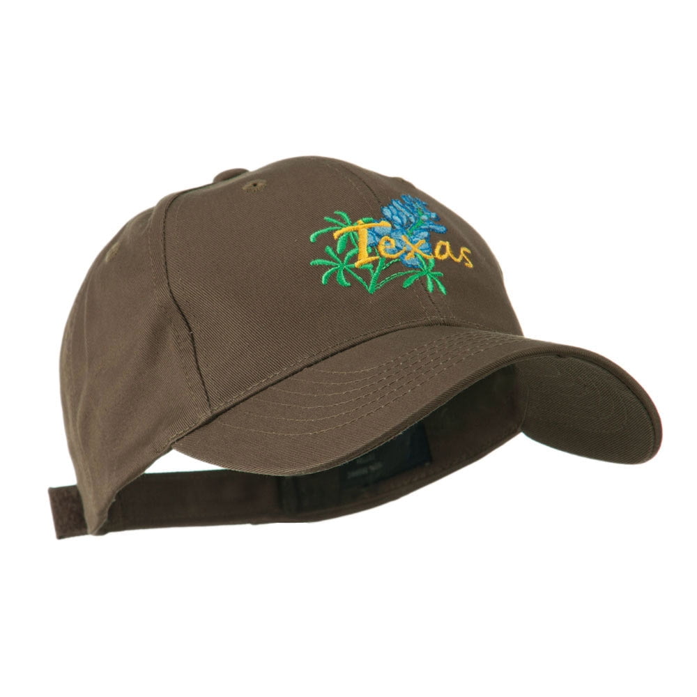 USA State Flower Texas Bluebonnet Embroidered Cap - Brown OSFM