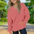 thumbnail image 2 of Annhoo Oversized Tops for Toddler Casual Pullover Long Sleeve Solid Color Shirts with Pocket Spring Basic Clothes, 2 of 8