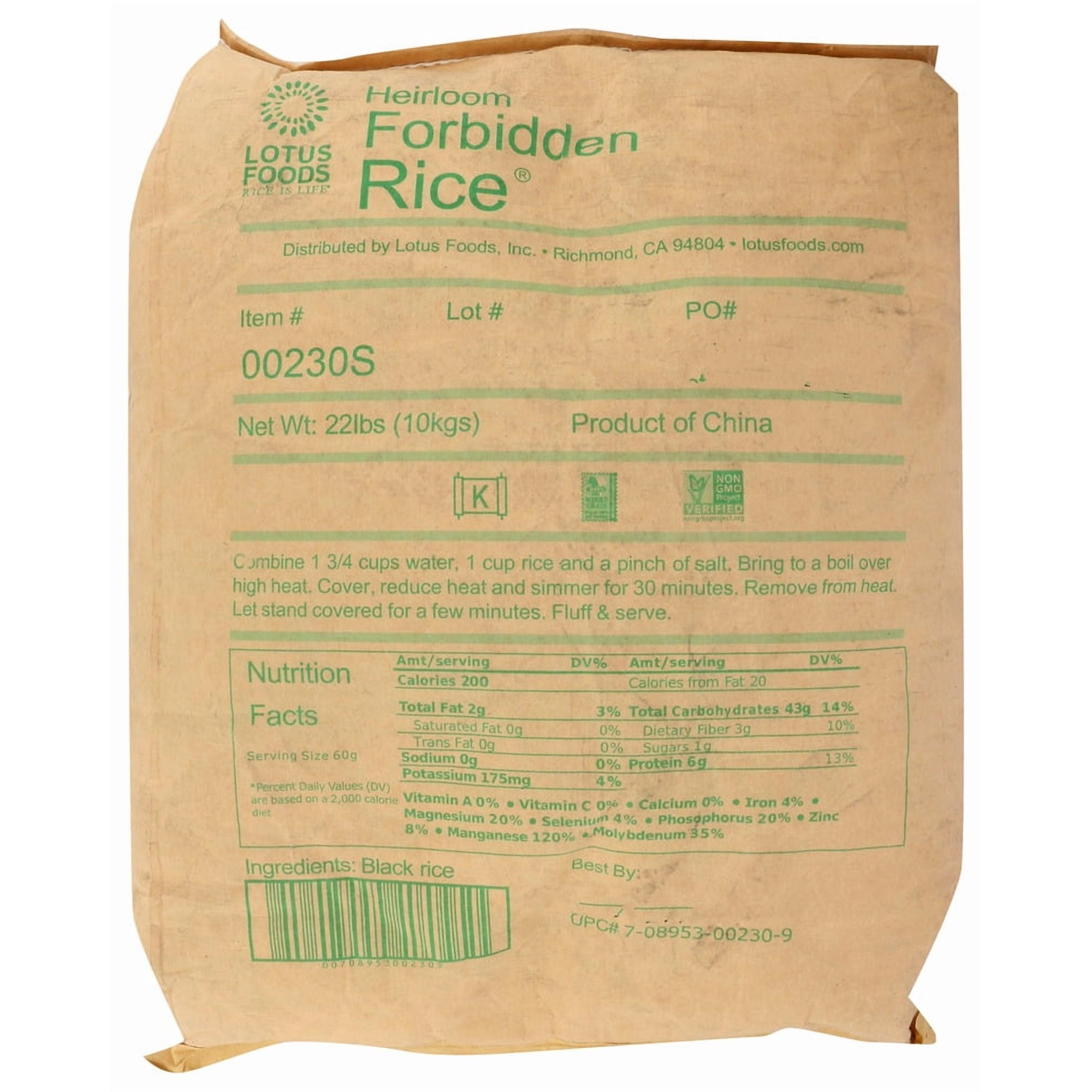 Lotus Foods Rice Forbidden 22 Lb