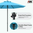 thumbnail image 3 of ABCCANOPY 9ft Outdoor Market Hand Push Patio Umbrella,12+Colors, Turquoise, 3 of 8
