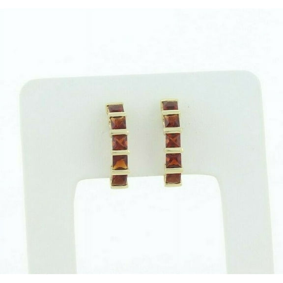 1.25 Carat Natural Garnet Earrings J Hoop Half Hoop Earrings 14k Yellow Gold