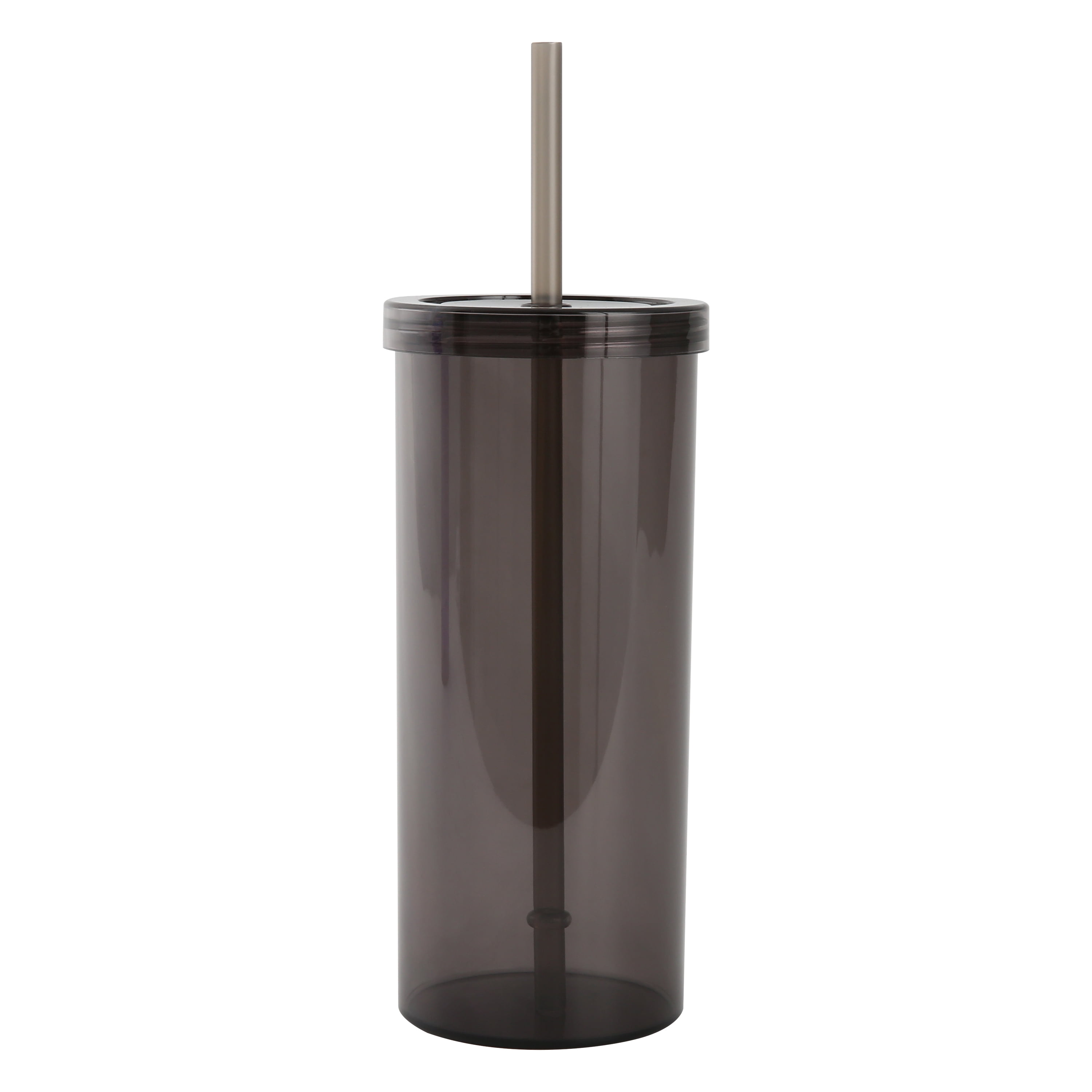 Mainstays 20oz Plastic Black Tumbler with Screw Top Lid and Straw
