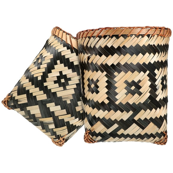GETAJGHSD Woven Trash Can Bamboo Bathroom Waste Basket 2Pcs 10.2X9.1X9.1In