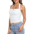 thumbnail image 5 of HDE Women's Halter Top with Built in Bra Basic Summer Tops White S, 5 of 7