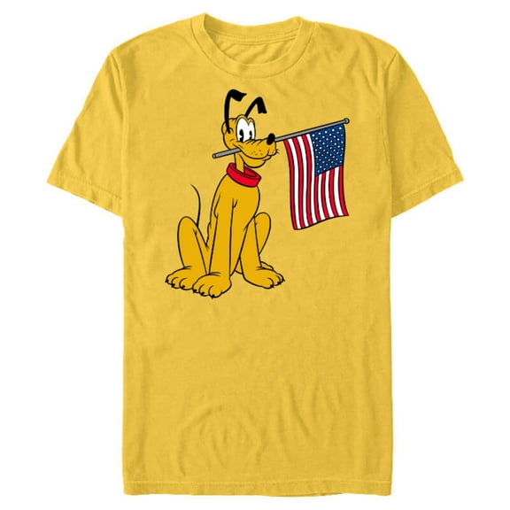 Disney Pluto Americana - Short Sleeve Blended T-Shirt for Adults - Customized-Yellow