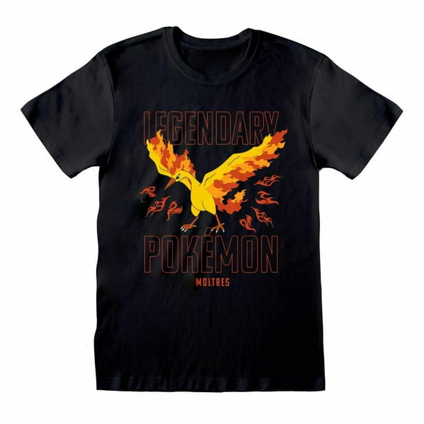 Pokemon - Camiseta Legendary de Moltres para Adultos Unisex (Negro, Amarillo, Naranja)