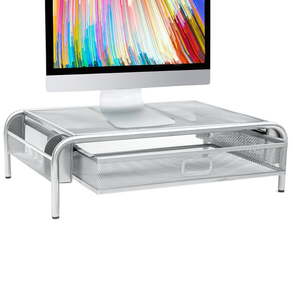 Pro Space Monitor Stand Riser Mesh Metal Desktop Organizer Printer