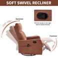 thumbnail image 5 of PAPROOS Rocker Recliner with Massage and Heat, Fabric 360°Swivel Rocker Recliner, Glider Rocking Chair for Nursery, Small Manual Recliner with Side Pocket for Home Theater Living Room, Orange, 5 of 10