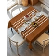 thumbnail image 6 of Burnt Orange Beige Striped Table Cloth, Modern Farmhouse Retro Lines Waterproof Tablecloth for Square Tables, Reusable Washable Fabric Table Cover for Restaurant Kitchen Dining Tables 54"x54", 6 of 6