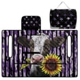 thumbnail image 5 of Xixirimido Portable Golf Cart Seat Covers, Quilted Golf Cart Seat Towel Blanket with 4 Pockets Universal Fit for EZGO Club Car and More 2 Person Seats Carts, Cow Sunflower US Flag Purple, 5 of 8